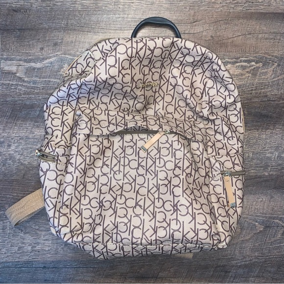 Calvin Klein Logo Large Brown Backpack - Picture 1 of 13
